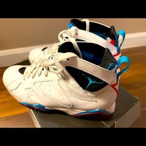 Jordan VII 7 Retro White/Orion Blue-Black-Infrared 304775-105 Mens size 9.5